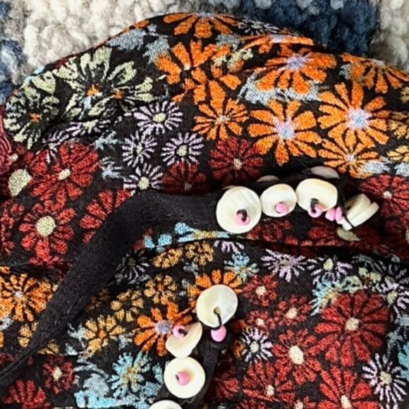 Free People NWT Square Neck Smocked Puff Sleeve Floral Crop Top In Dark Combo L - Picture 7 of 16